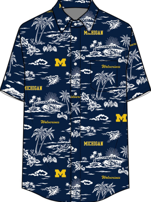 University Of Michigan Kekai Performance Button Front / Performance Fabric