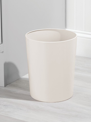 Mdesign Metal Round Small Trash Can Wastebasket For Bathroom, Office - Cream