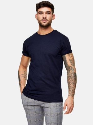 Navy Blue Slub Roller T-shirt