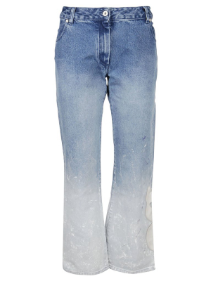 Off-white Bleach Effect Straight Leg Jeans