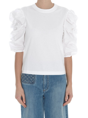 See By Chloé Gathered Puff Sleeve Top