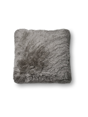 Grey Ribbon Shag Pillow