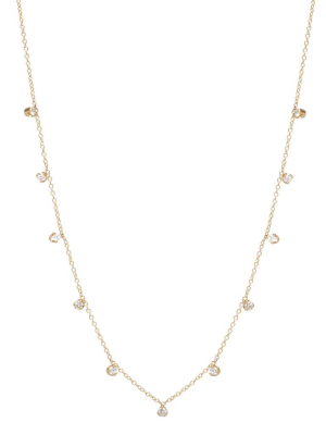 14k 11 Prong Set Diamonds Station Necklace