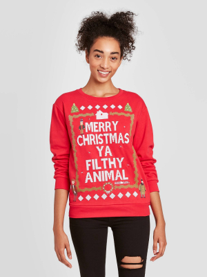 Women's Disney Home Alone Merry Christmas Light Up Graphic Sweatshirt - Red