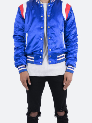 Teddy Bomber Jacket - Blue/red