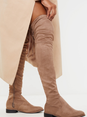 Taupe Flat Over The Knee Boot