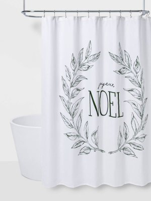 Joyeux Noel Shower Curtain Green/white - Threshold™