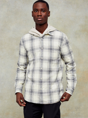 Gray Salt And Pepper Check Slim Shirt