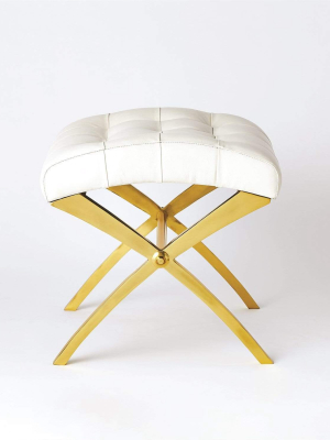 Global Views Scarlet Stool - Brass & White