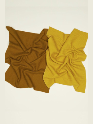 Mustard + Bronze Waffle Dish Towel Set