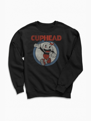 Cuphead Waving Crew Neck Sweatshirt