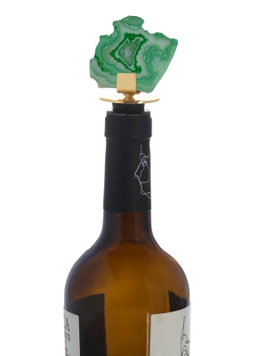 Agate Bottle Stopper, Green - Shiraleah