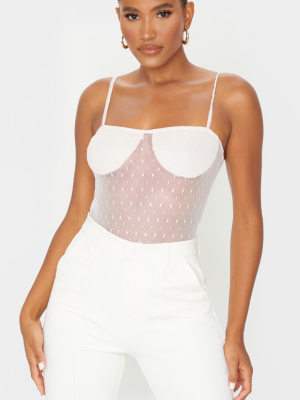 Blush Pink Dobby Mesh Strappy Sleeveless Bodysuit