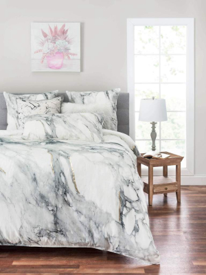 Cloud 9 Marble Duvet, Ivory/gray/gold Foil