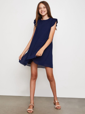 Girls Pleated Chiffon Dress