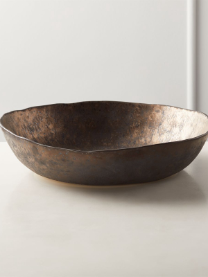 Damascene Bronze Metallic Serving Bowl