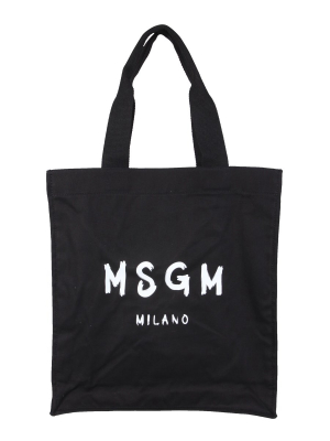 Msgm Logo Print Tote Bag