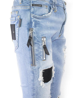 Philipp Plein Distressed Biker Skinny Jeans