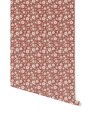 Tempaper Rust Floral Fields Removable Wallpaper