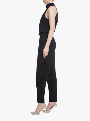 Twist-front Fringe Jumpsuit