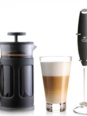 Zulay Kitchen French Press Coffee Pot And Milk Frother Set