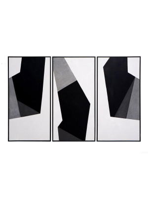 Geo Forms (set Of 3) - 30" X 60" - Black Floater Frame