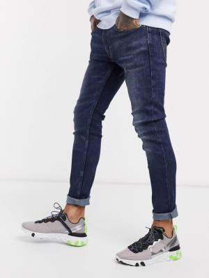 Levi's Youth 519 Super Skinny Fit Hi-ball Roll Jeans In Can Can Advanced Stretch Dark Wash