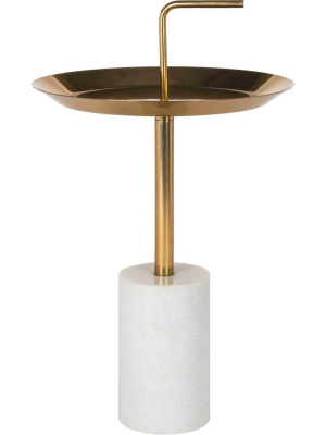 April Round Brass Top Side Table