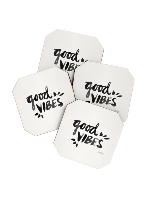 4pk Cat Coquillette Good Vibes Coasters - Society6