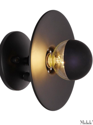 Black 8 Inch Discus Sconce Light