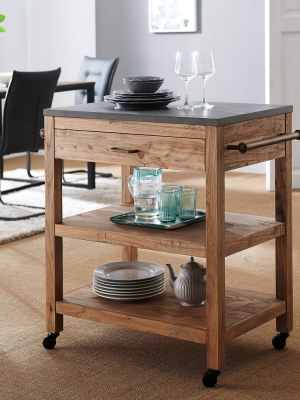 Clicross Rolling Kitchen Island With Storage Natural/gray - Aiden Lane