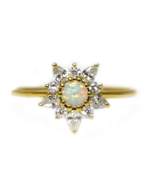 Opal & Diamond Posy Ring