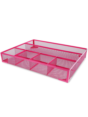 Juvale Pink Mesh Metal Office Desk Drawer Organizer Tray, 15 X 12 X 2.5 Inches