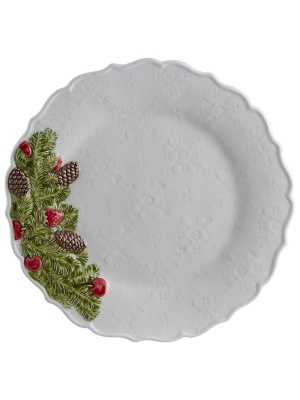 Bordallo Pinheiro Christmas Garland 11.5" White Dinner Plate