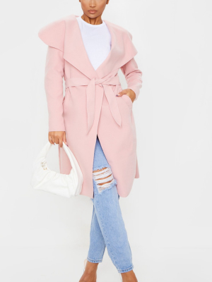 Veronica Dusty Pink Oversized Waterfall Belt Coat