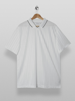 White Football Style Polo