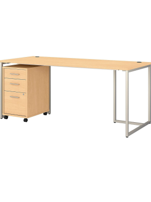 Office By Kathy Ireland Method 71 Computer Desk W/3-drawer Mobile File Cabinet Natural Maple