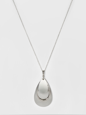 Women's Teardrop Three Layer Necklace - A New Day™ Silver