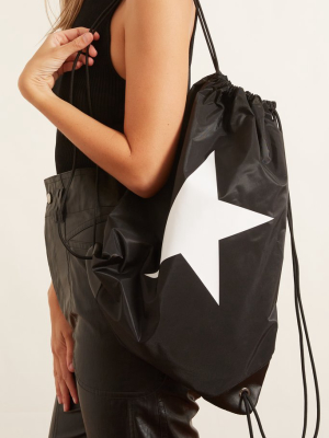 Drawstring Nylon Bag In Black/white