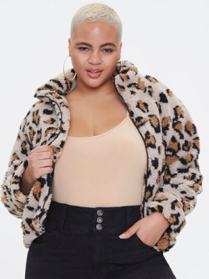 Plus Size Leopard Print Jacket