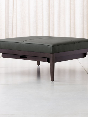 Nash Leather Square Ottoman With Tray