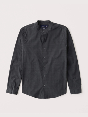 Super Slim Banded Collar Poplin Shirt