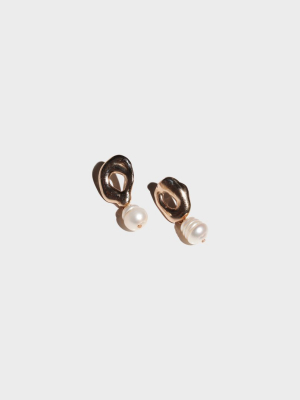 Petite Pearl Drop Earrings | Bronze Freshwater Pearl
