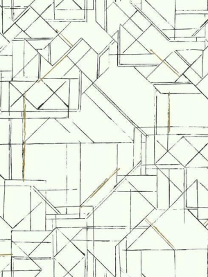 Prism Schematics Peel & Stick Wallpaper In Black And Gold By York Wallcoverings