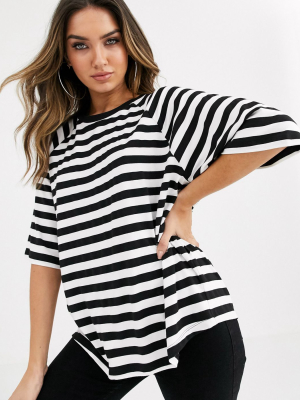 Asos Design Oversized Boxy T-shirt In Stripe