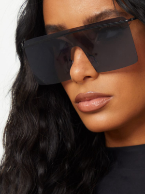 Black Oversized Exposed Bar Sunglasses