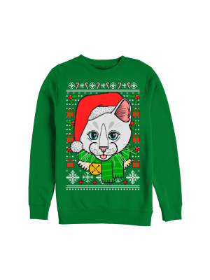 Women's Lost Gods Ugly Christmas Crazy Cat Sweatshirt