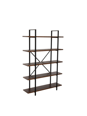 70" Camas 5 Shelf Etagere Bookshelf Walnut Brown - Summerland Home