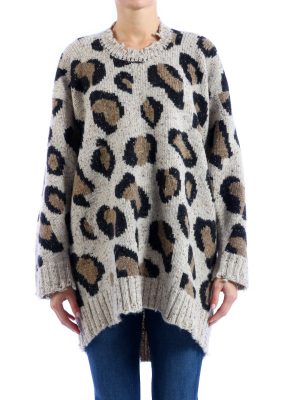 R13 Leopard Intarsia Jumper