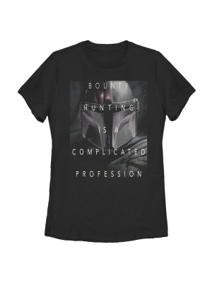 Women's Star Wars The Mandalorian Complicated Bounty Hunting T-shirt